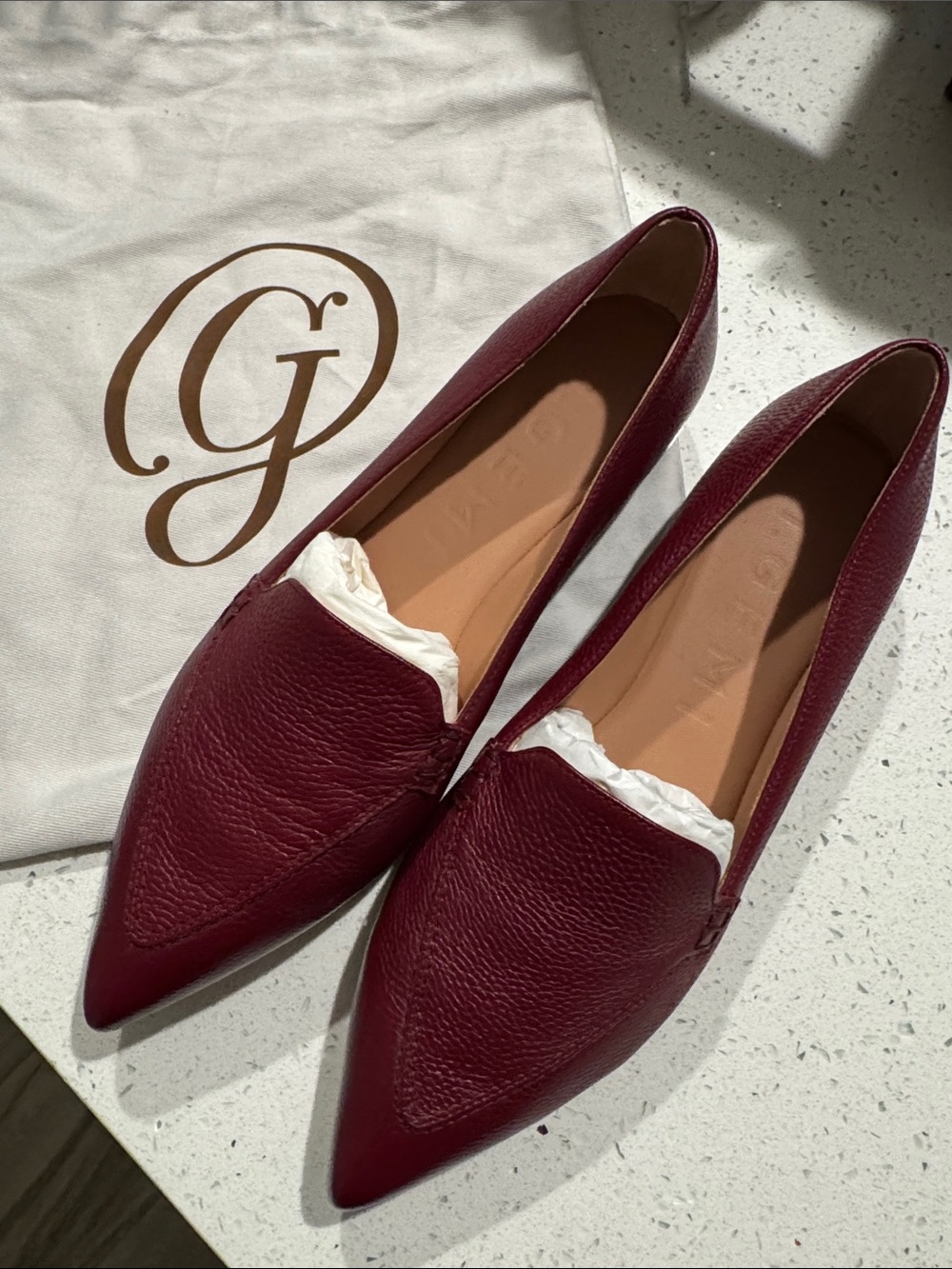 M Gemi Leather Loafers in Deep Burgundy Oxblood New 40.5